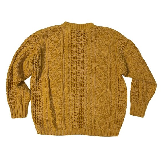 Vintage Sweater Womens Littlewood & Green Size medium Mustard Yellow Cable Knit - Picture 3 of 7